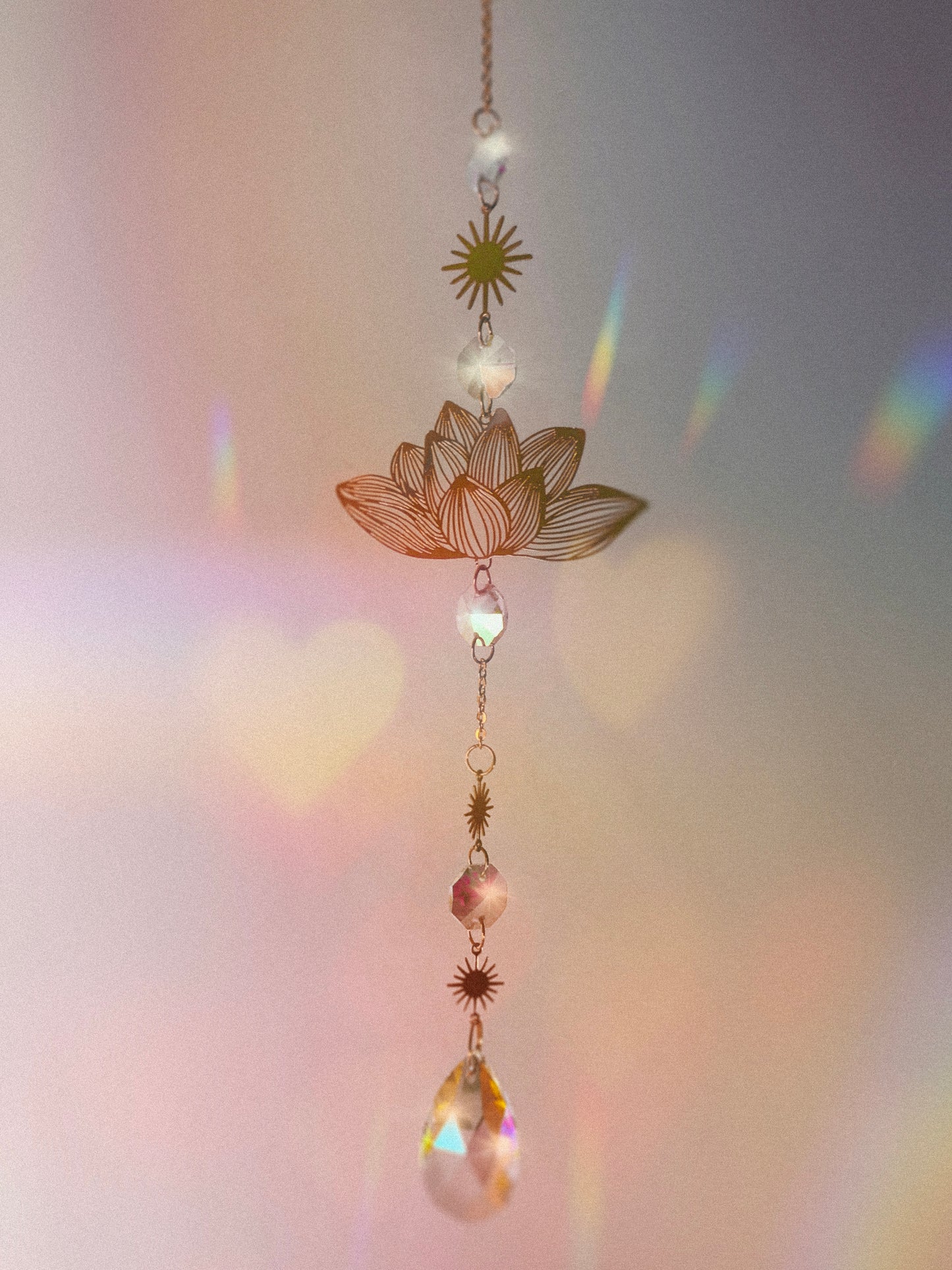 Golden Lotus Crystal Suncatcher