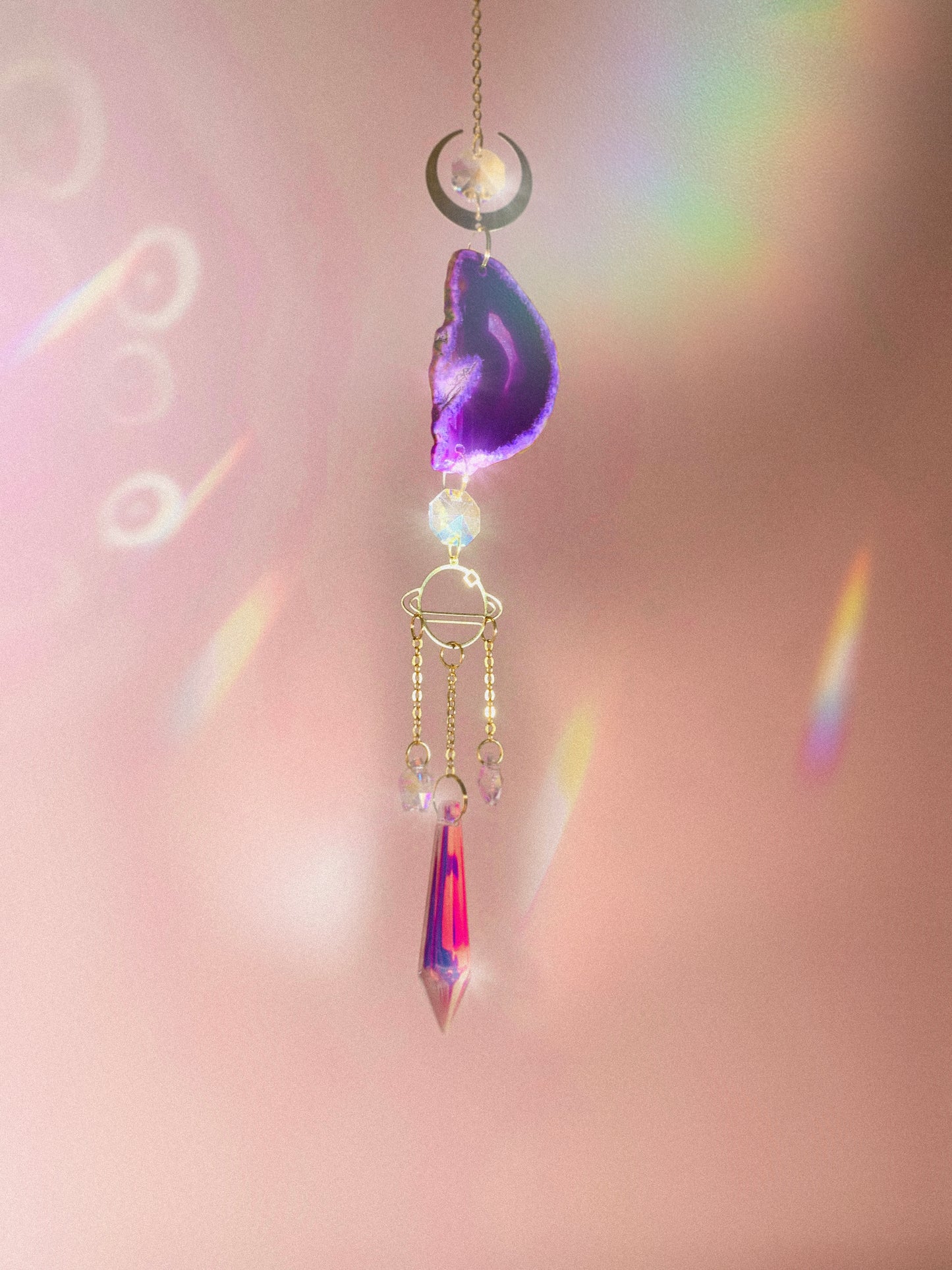 Purple Agate Planet Suncatcher