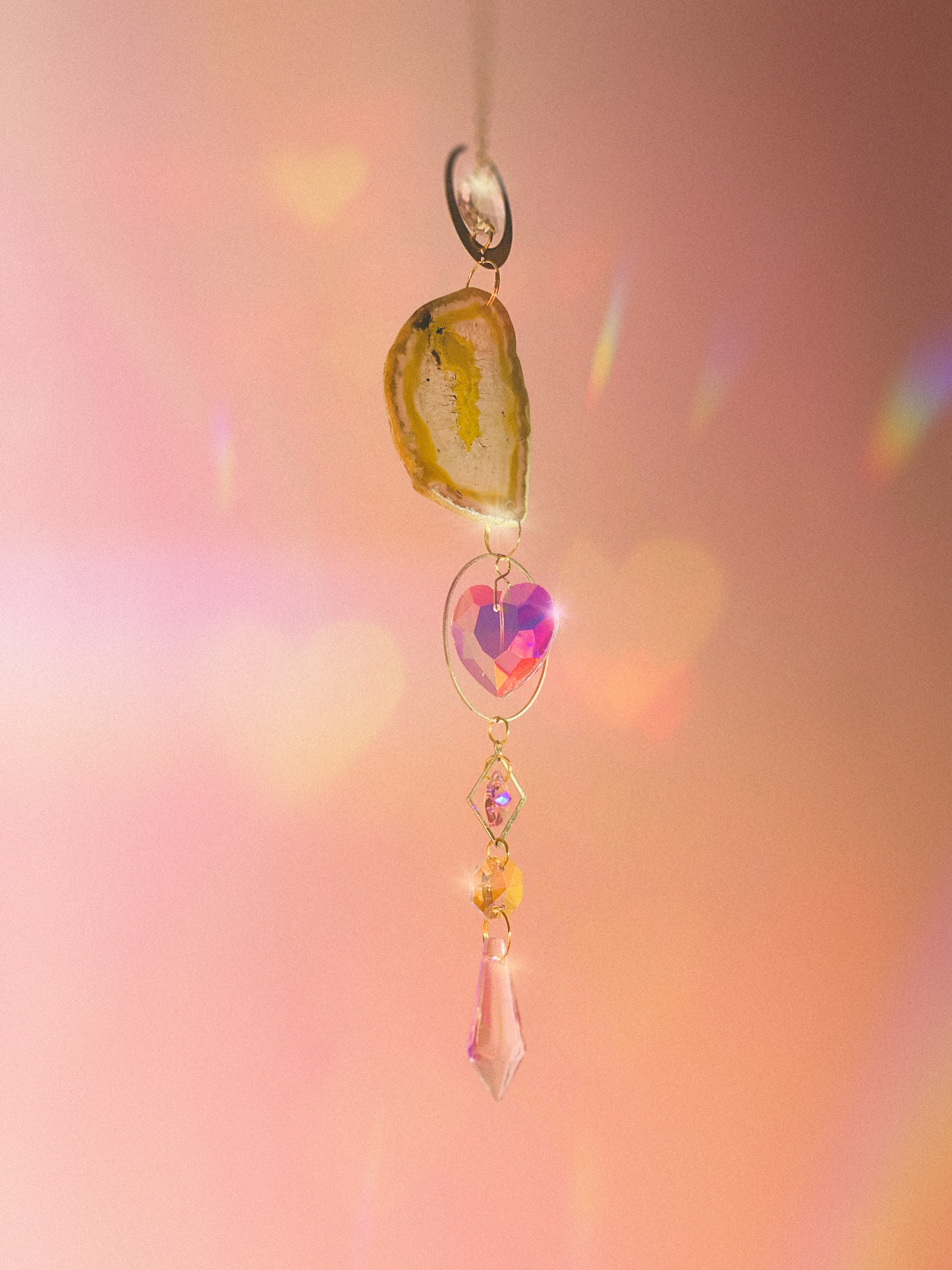 Yellow Agate Heart Suncatcher