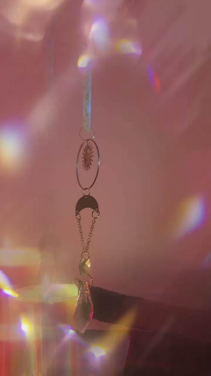  White Agate Moon + Sun Suncatcher