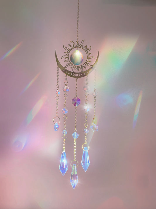 Golden Sun Moon + Stars Suncatcher